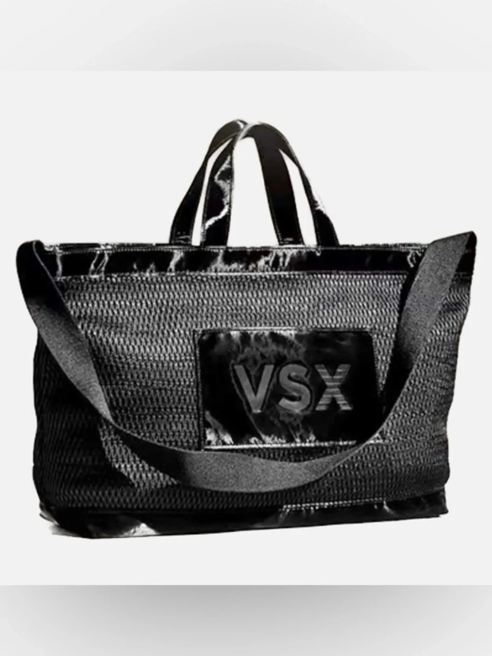 VSX Black Mesh & Patent Trim Duffel Bag